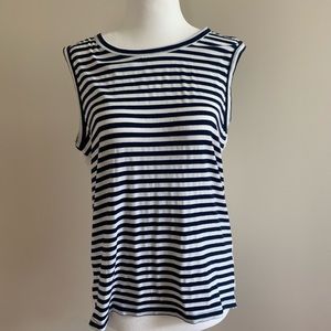 Clu Too navy/white striped top Small